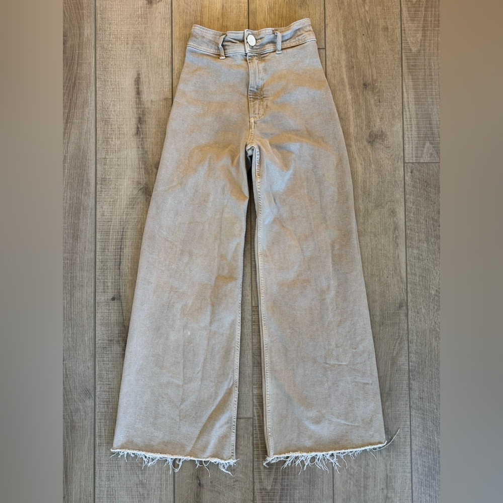 ZARA The Marine Straight High Rise Wide Leg Jeans in Stone Beige Womens Size 0
